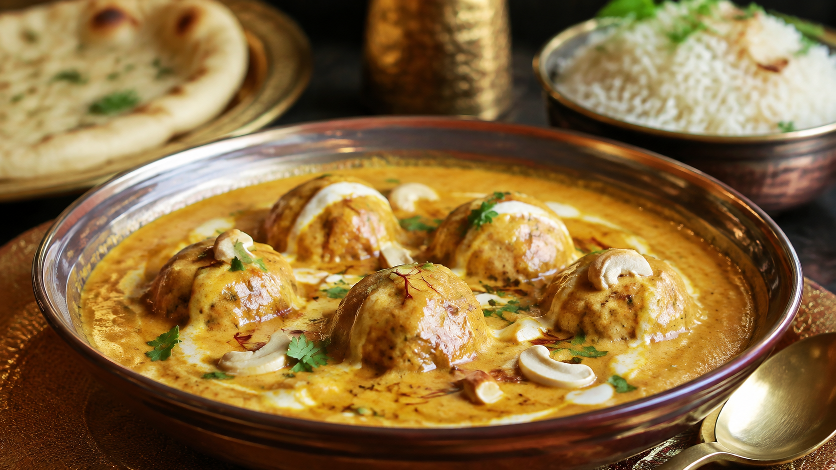 Restaurant style malai kofta in creamy gravy