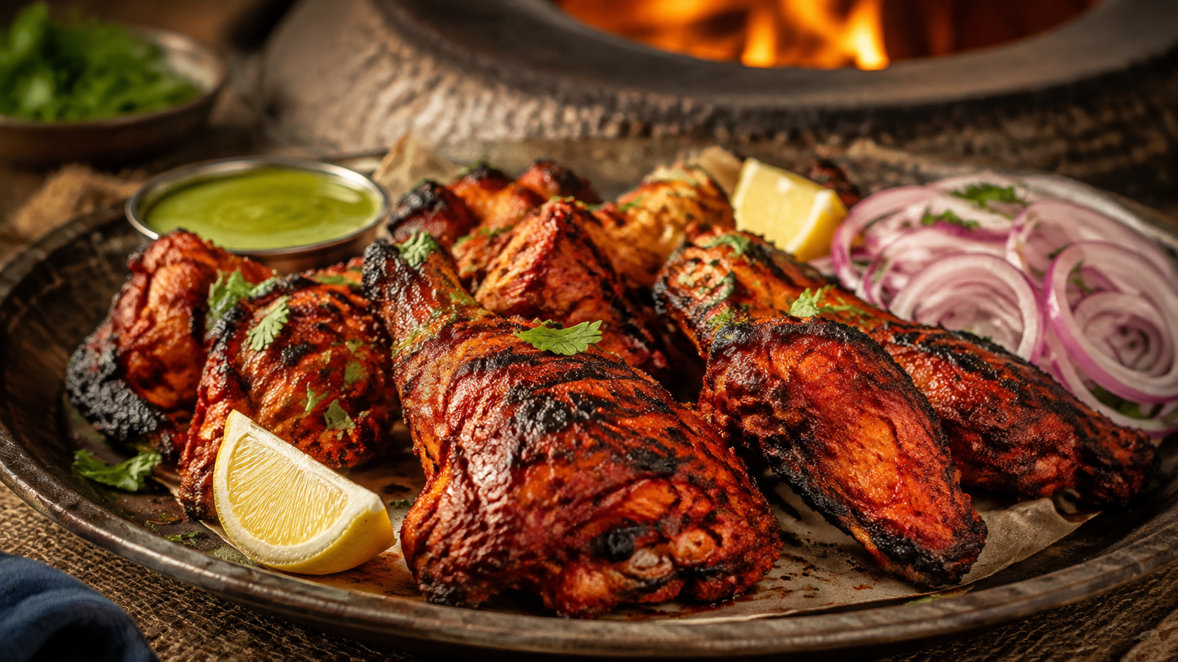 Restaurant style fish tikka with lemon and green chilli